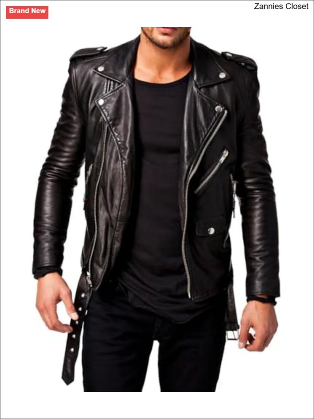 Mens Real Lambskin Leather Biker Jacket Vintage Motorcycle Quilted